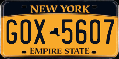 NY license plate GOX5607