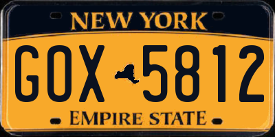 NY license plate GOX5812