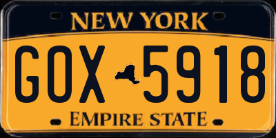 NY license plate GOX5918