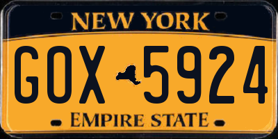 NY license plate GOX5924