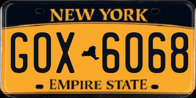 NY license plate GOX6068
