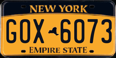 NY license plate GOX6073