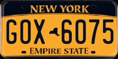 NY license plate GOX6075