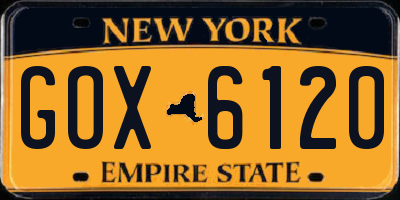 NY license plate GOX6120