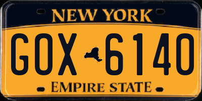 NY license plate GOX6140