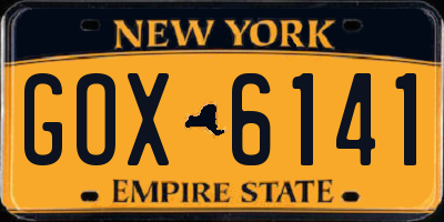 NY license plate GOX6141