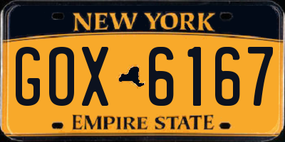 NY license plate GOX6167