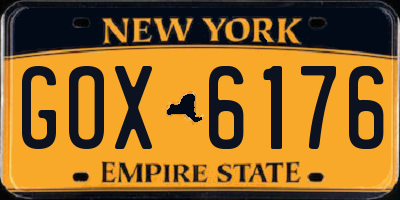 NY license plate GOX6176