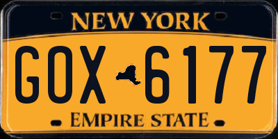 NY license plate GOX6177
