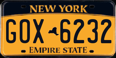 NY license plate GOX6232