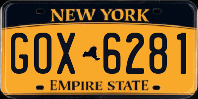 NY license plate GOX6281