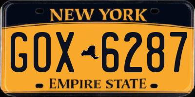 NY license plate GOX6287