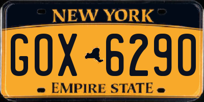 NY license plate GOX6290