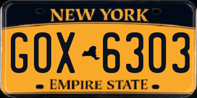 NY license plate GOX6303