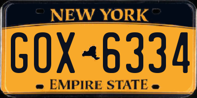 NY license plate GOX6334