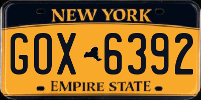 NY license plate GOX6392