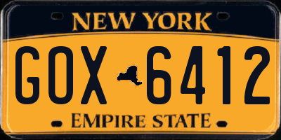 NY license plate GOX6412