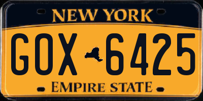 NY license plate GOX6425