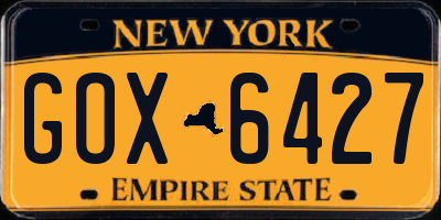 NY license plate GOX6427