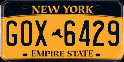 NY license plate GOX6429