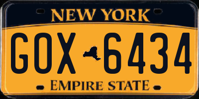 NY license plate GOX6434