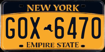NY license plate GOX6470