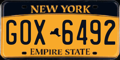 NY license plate GOX6492