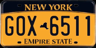 NY license plate GOX6511