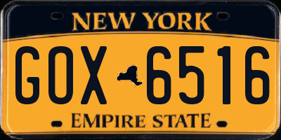 NY license plate GOX6516