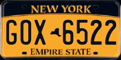 NY license plate GOX6522