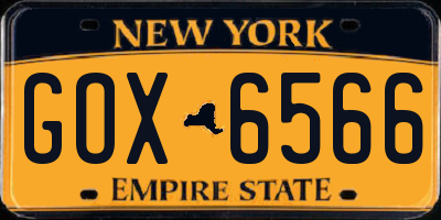 NY license plate GOX6566
