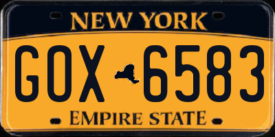 NY license plate GOX6583