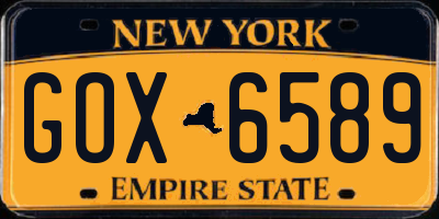 NY license plate GOX6589