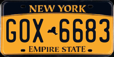 NY license plate GOX6683