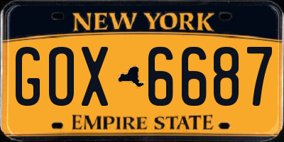 NY license plate GOX6687