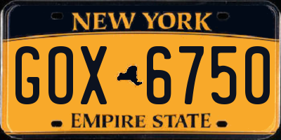 NY license plate GOX6750