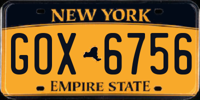 NY license plate GOX6756
