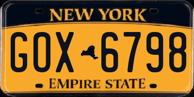 NY license plate GOX6798