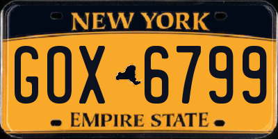 NY license plate GOX6799