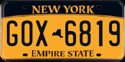 NY license plate GOX6819