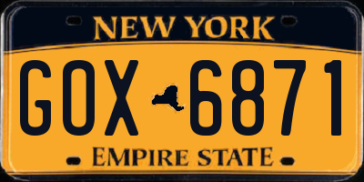 NY license plate GOX6871