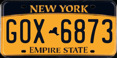 NY license plate GOX6873