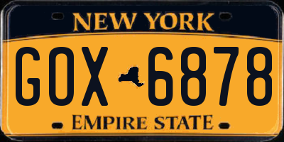 NY license plate GOX6878