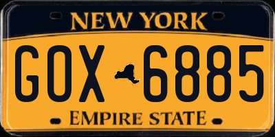 NY license plate GOX6885