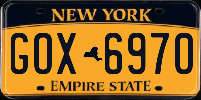 NY license plate GOX6970