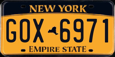NY license plate GOX6971