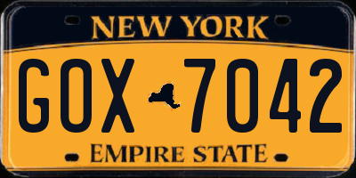 NY license plate GOX7042