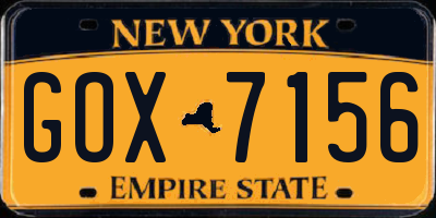 NY license plate GOX7156