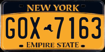 NY license plate GOX7163