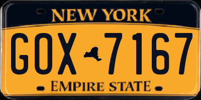 NY license plate GOX7167